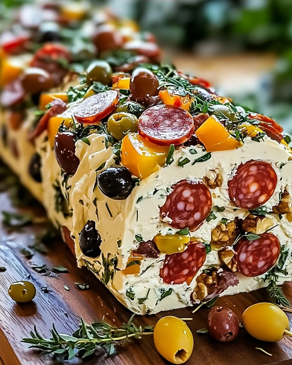 Antipasto Frischkäse Log für festliche Anlässe