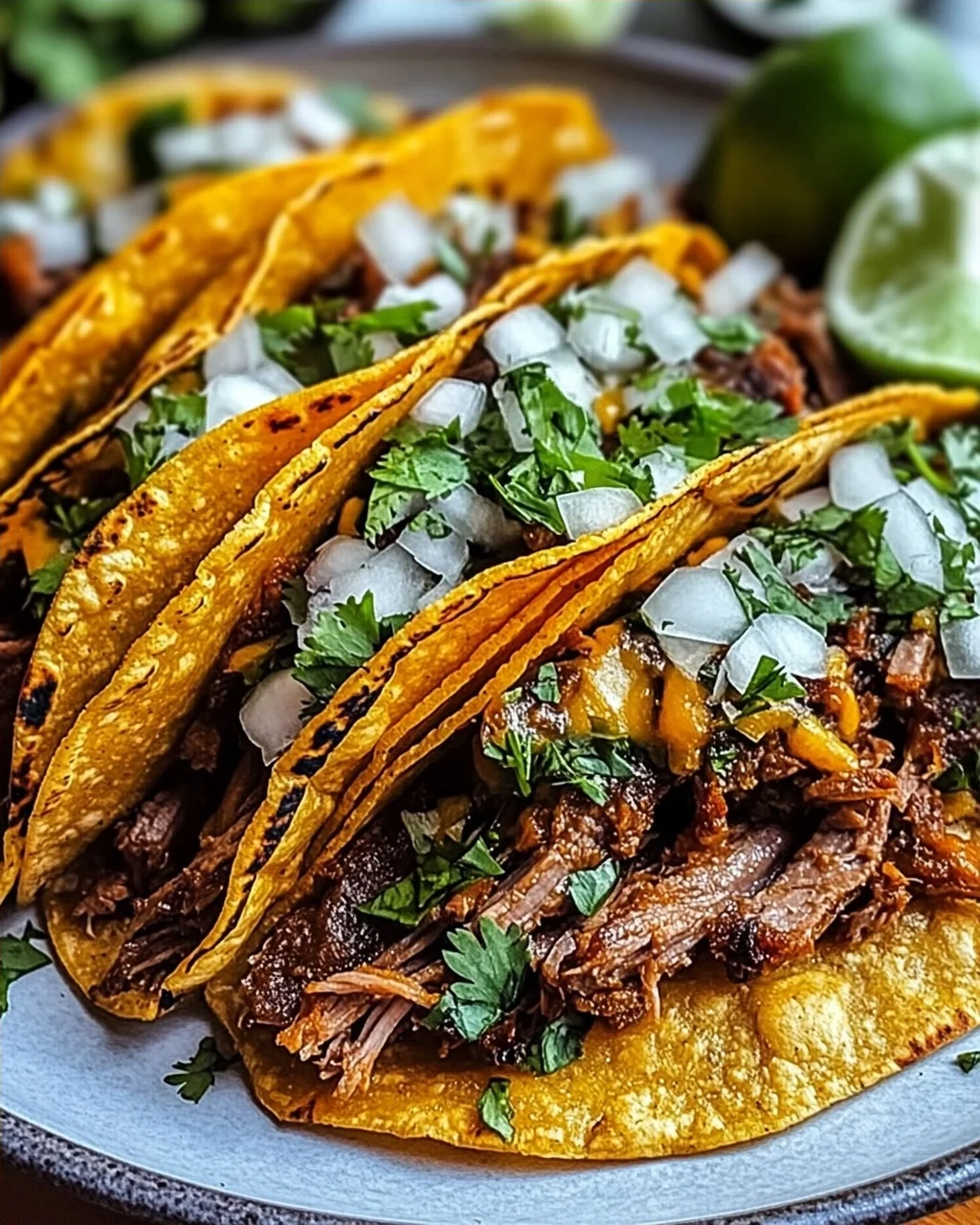 Birria-Tacos mit Käse und knusprigen Tortillas