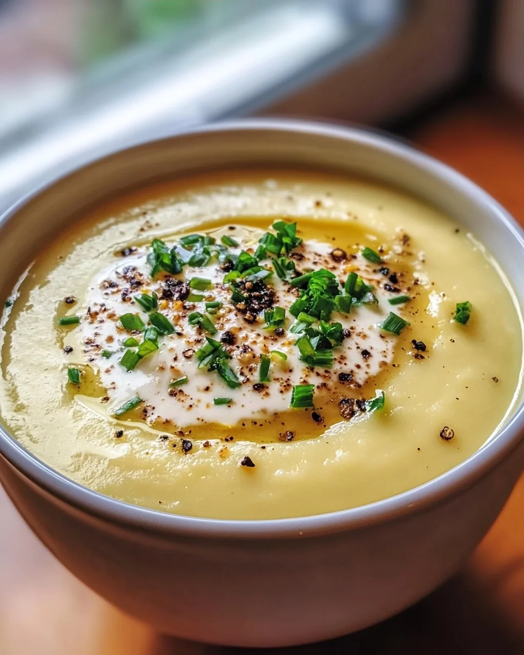 Cremige Kartoffelsuppe mit geröstetem Knoblauch Rezept