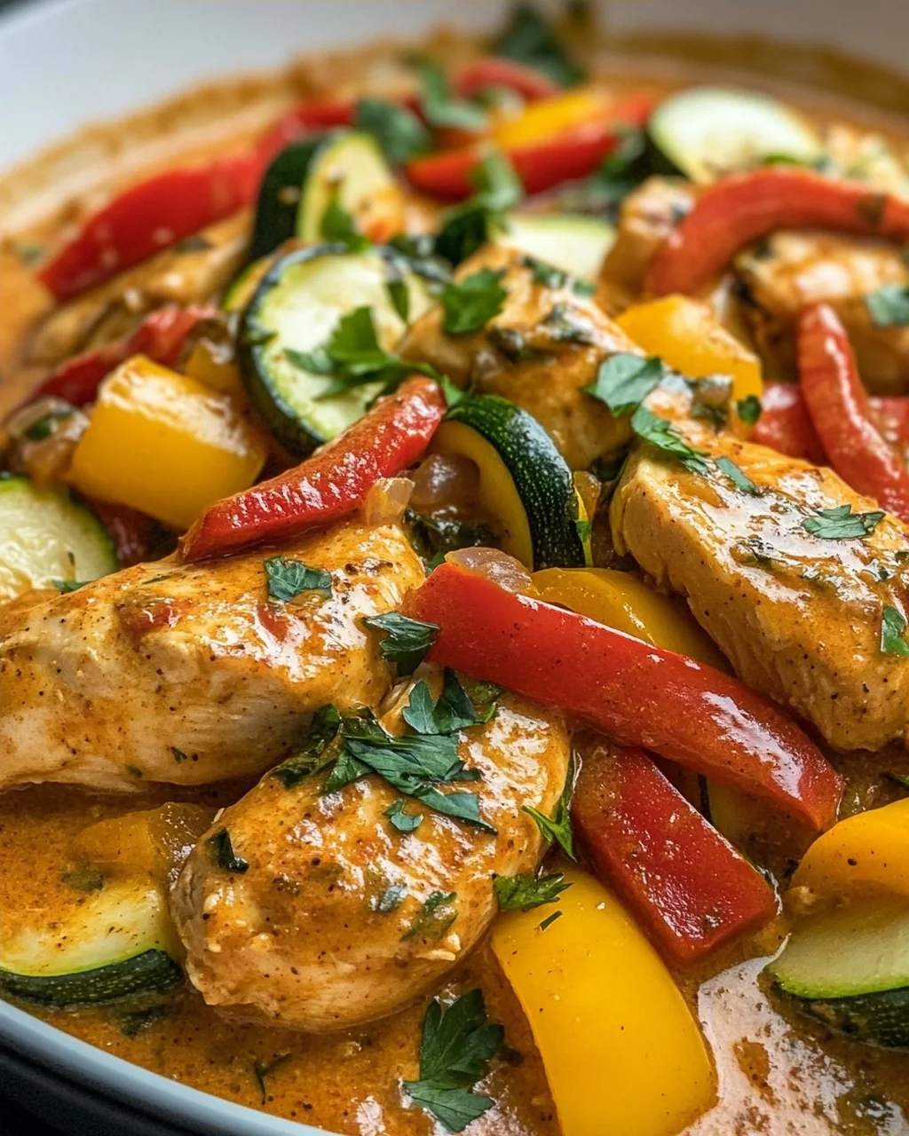 Cremiges Paprika Zucchini Hähnchen – Lecker und einfach!