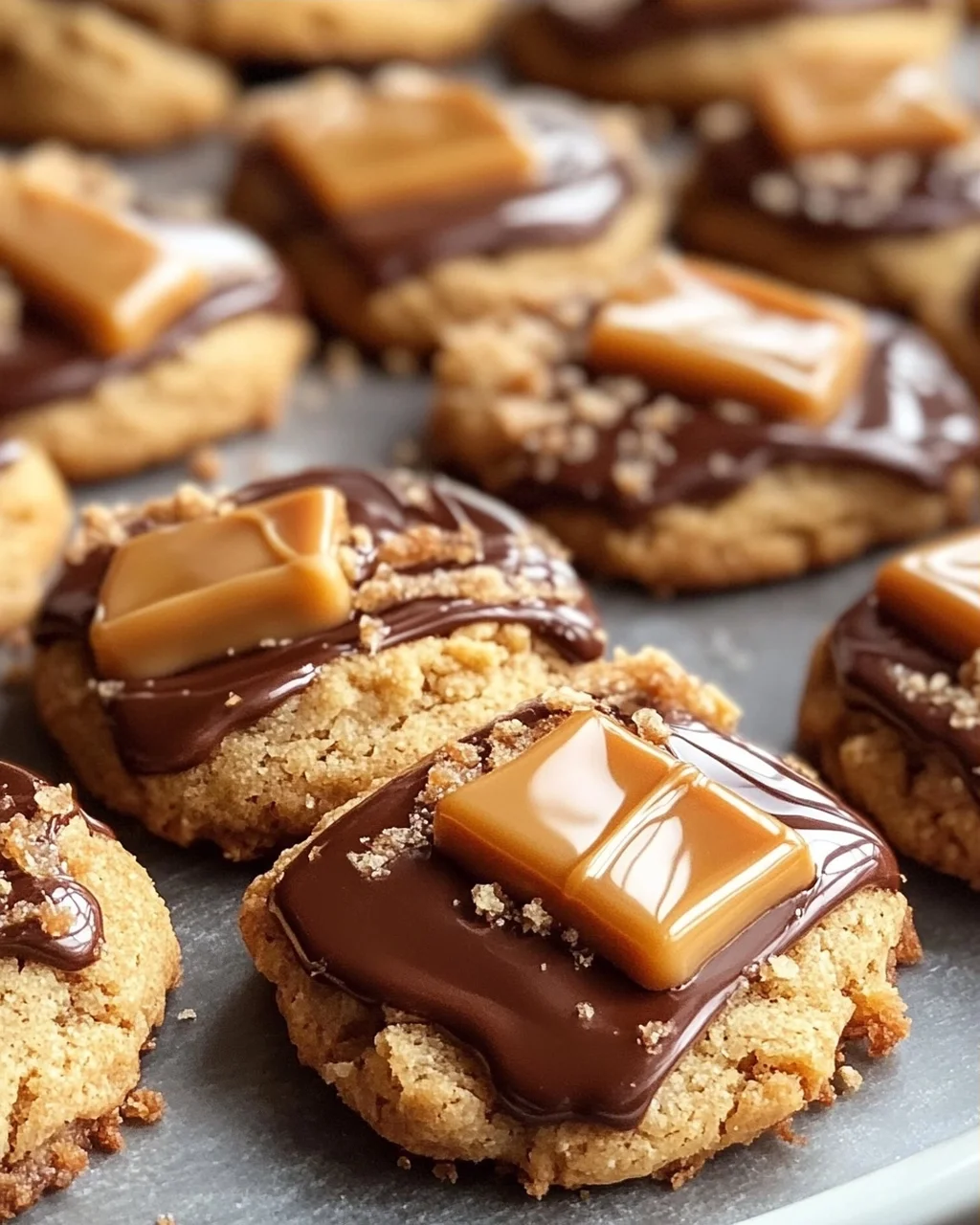 Dekadente Chewy Twix Cookies mit Karamell und Schokoladenguss