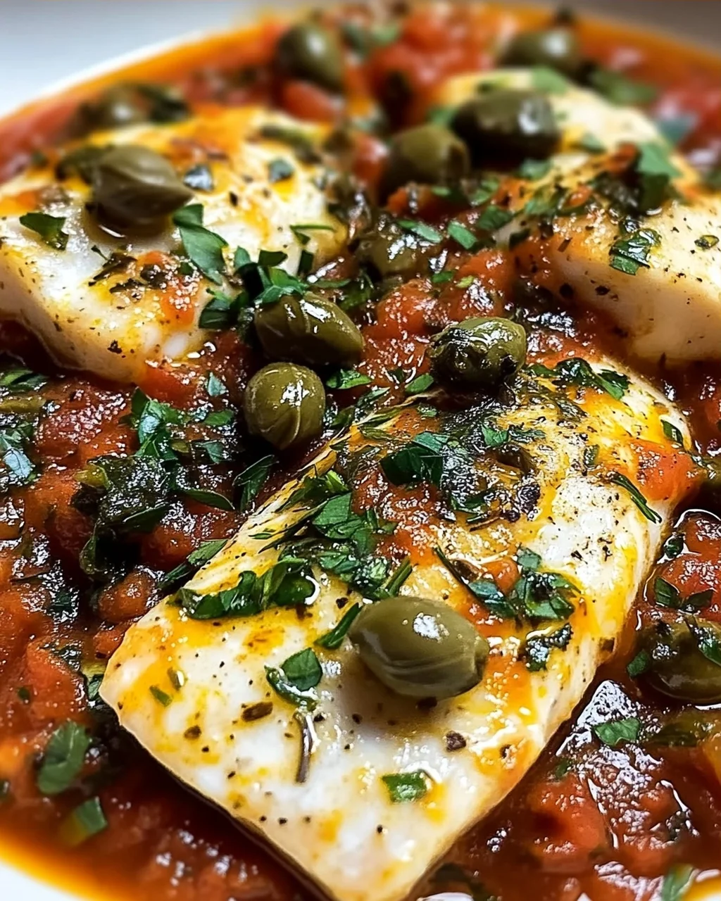 Fisch Puttanesca für ein schnelles Dinner