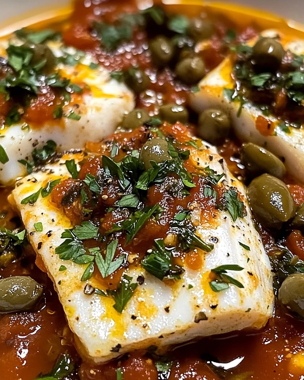 Fisch Puttanesca für ein schnelles Dinner