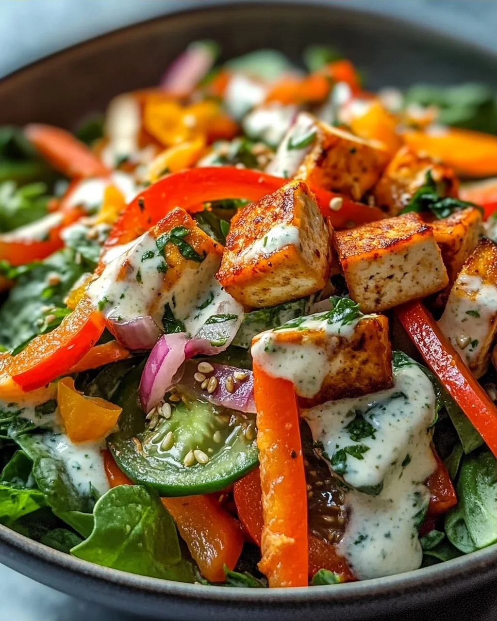 Fitness Salat – Dein veganer Power-Lunch mit Joghurtdressing