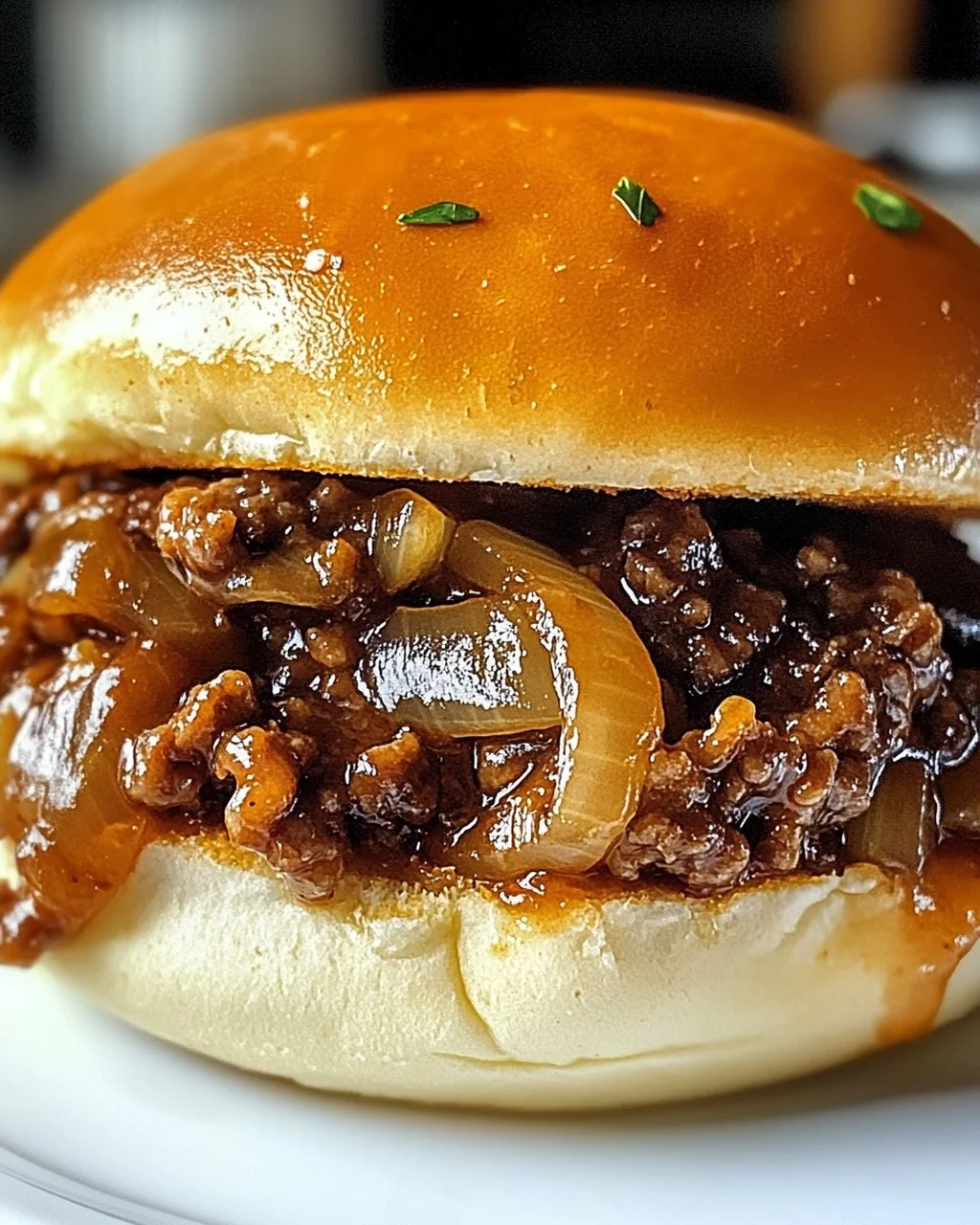 Französische Zwiebel Rindfleisch Sloppy Joes zuhause genießen