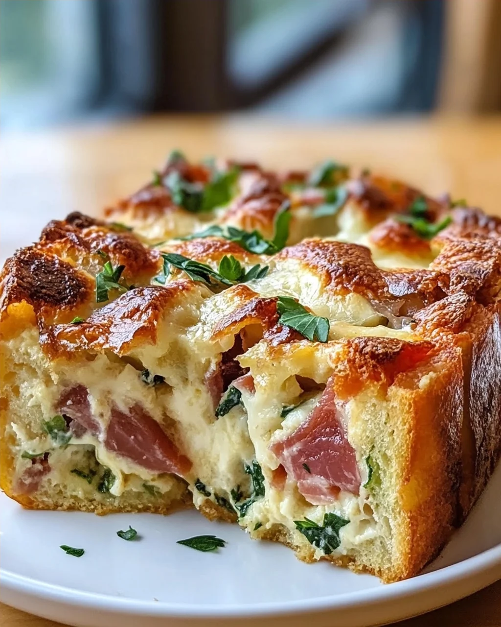Herzhafte Mozzarella-Rinder-Prosciutto Frühstücks-Strata