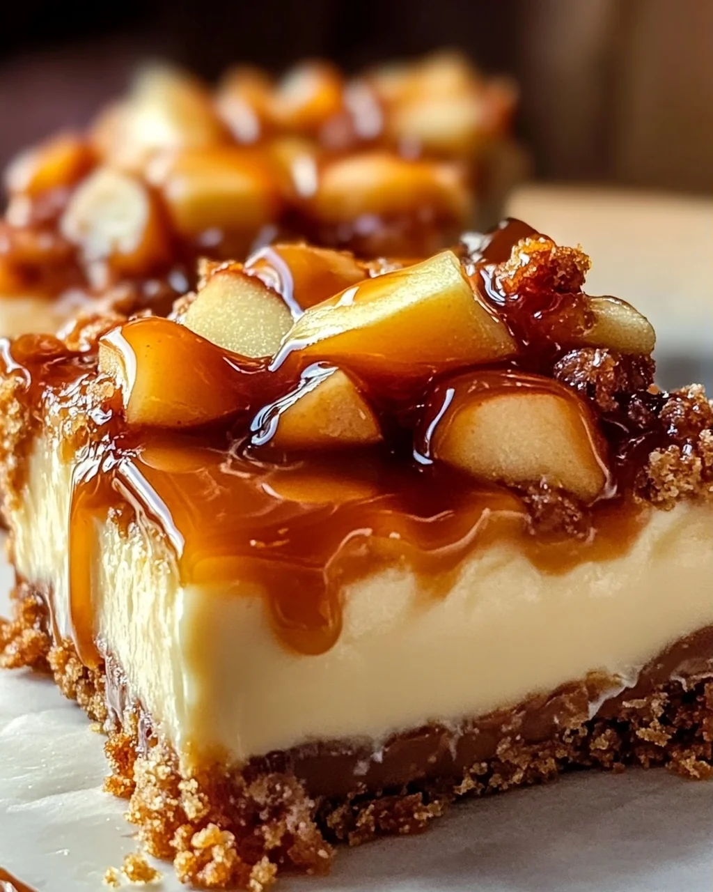 Himmlische Karamell Apfel Cheesecake Bars