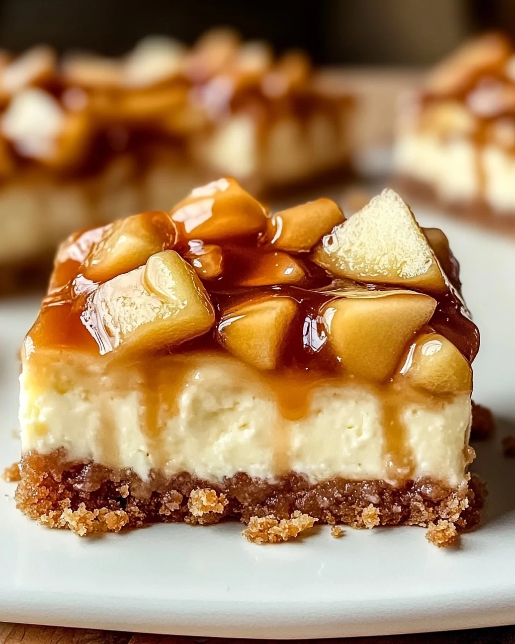 Himmlische Karamell Apfel Cheesecake Bars