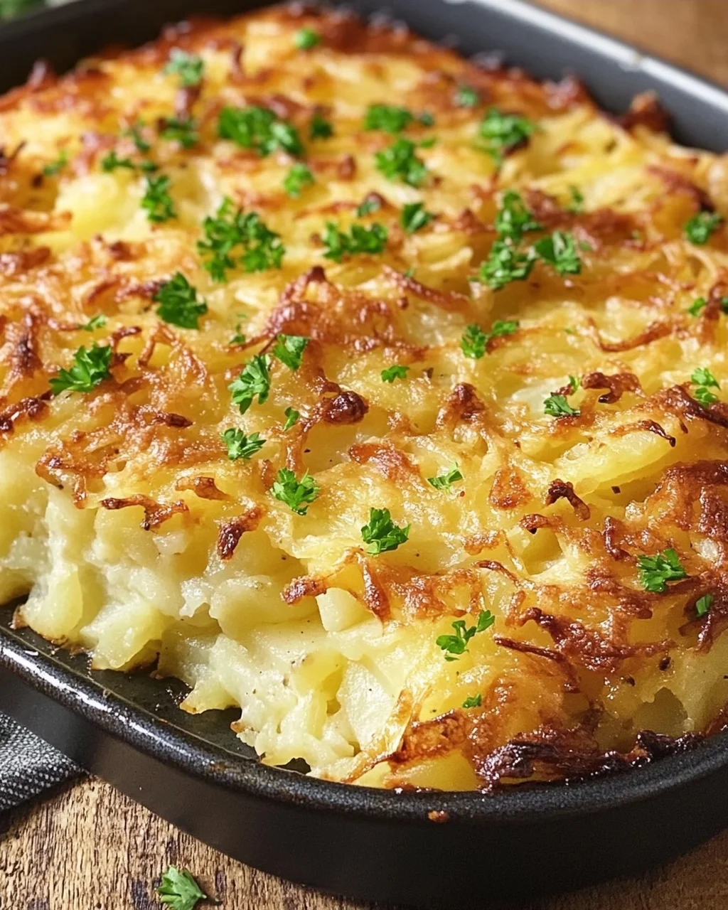 Hüttenkäse Kartoffelrösti Auflauf