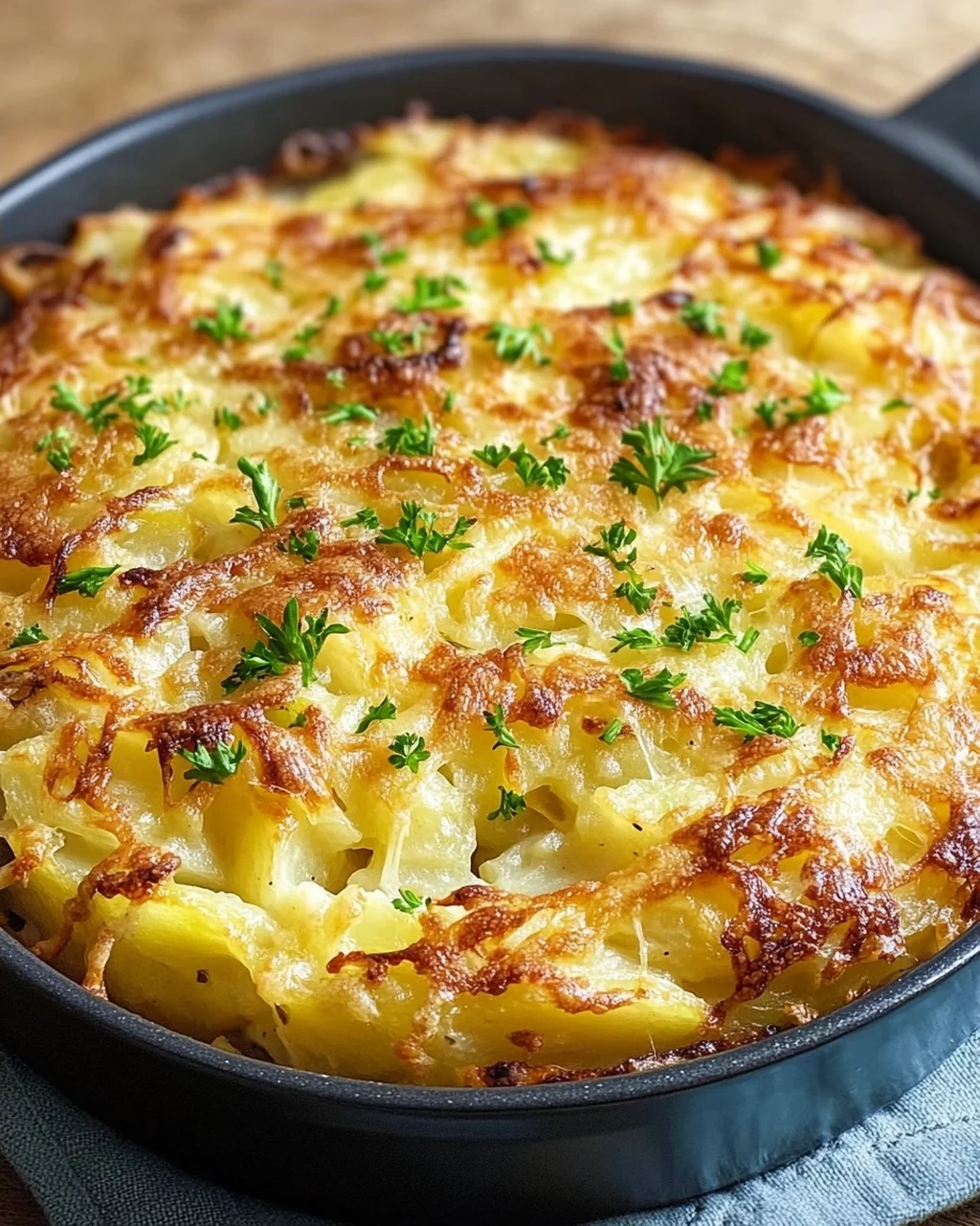 Hüttenkäse Kartoffelrösti Auflauf