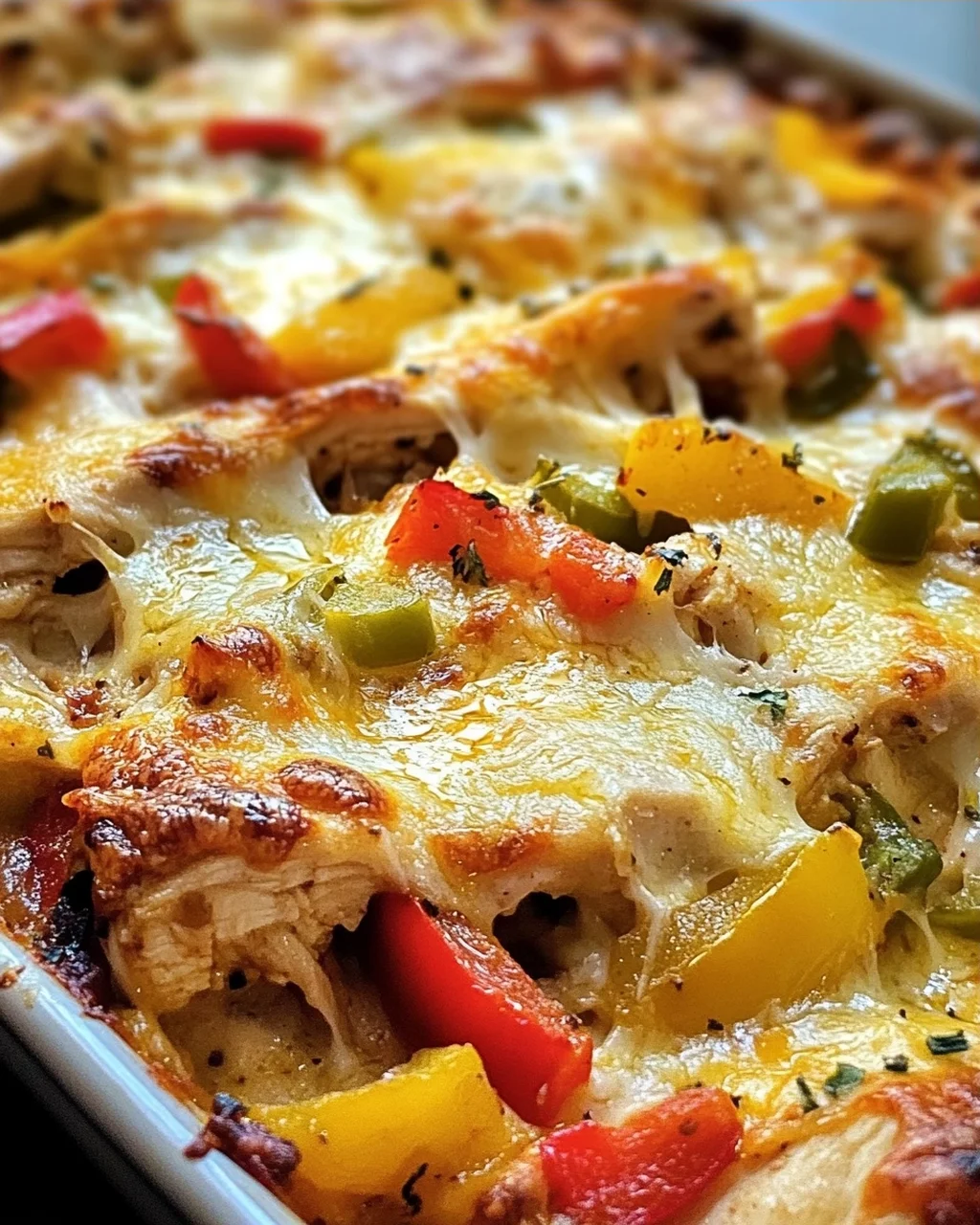 Käsiger Fajita Hähnchen Auflauf
