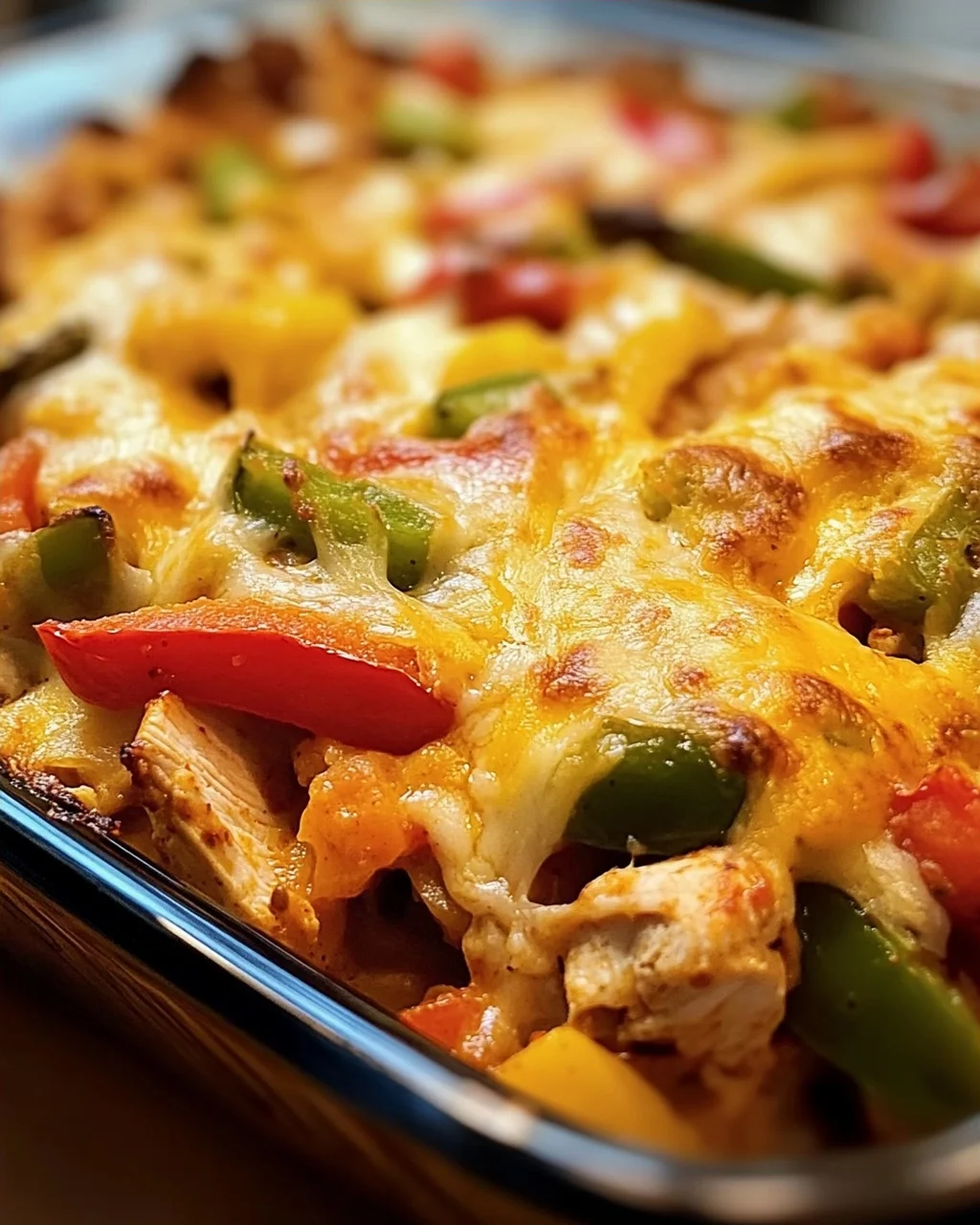 Käsiger Fajita Hähnchen Auflauf