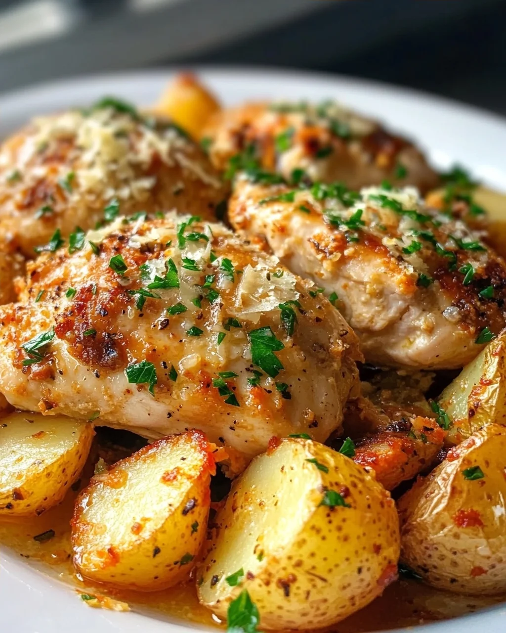 Knoblauch-Parmesan-Hähnchen mit Kartoffeln – Schnell & Lecker!