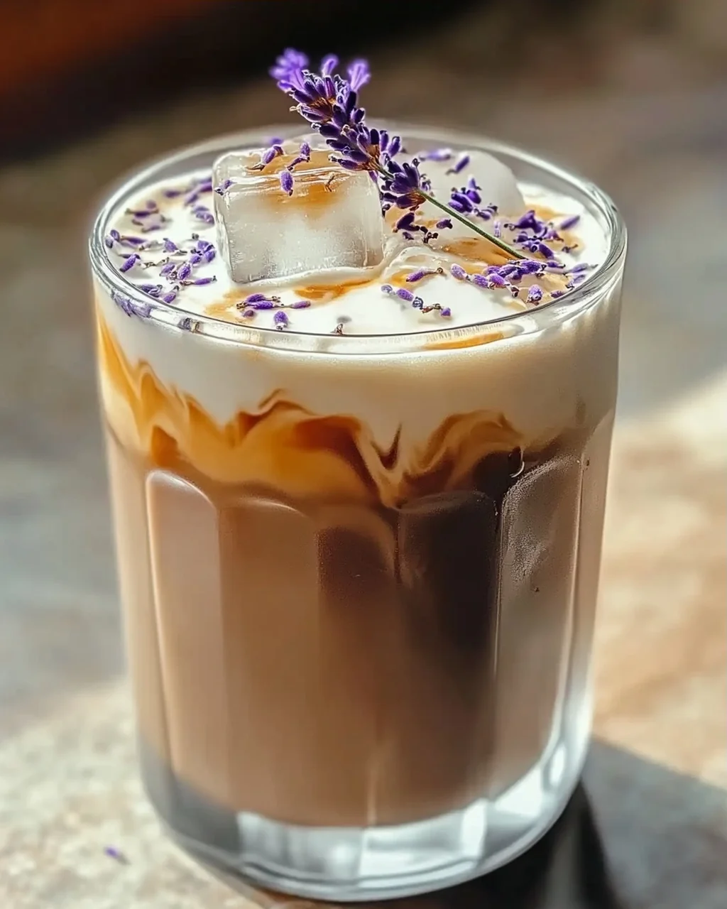 Lavendel-Honig-Eis-Kaffee für heiße Tage