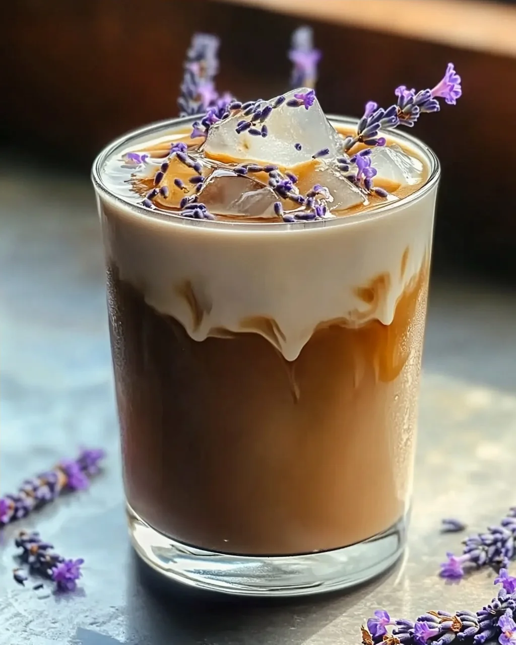 Lavendel-Honig-Eis-Kaffee für heiße Tage