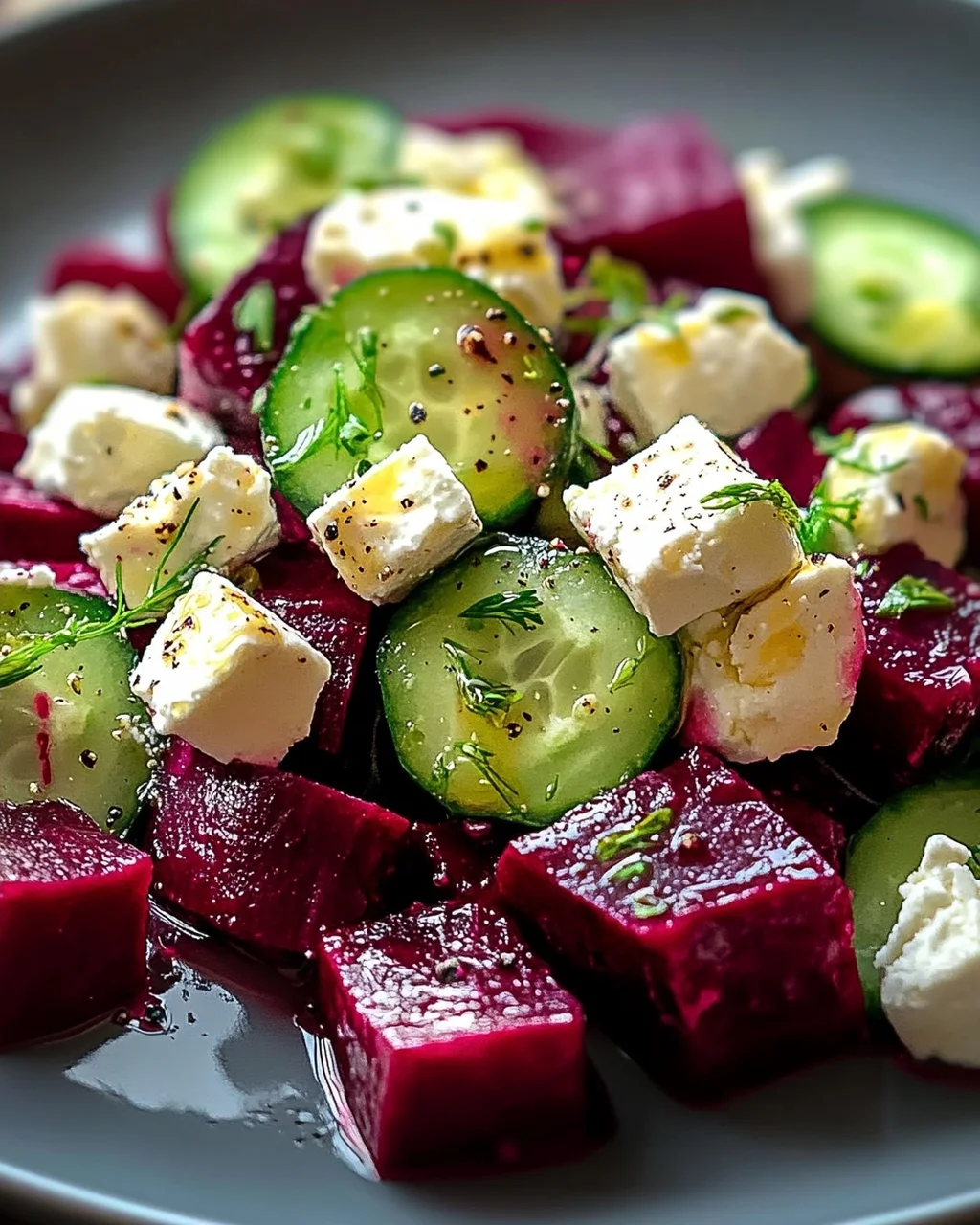 Leckerer Rote-Bete-Salat mit Feta und Gurken Rezept
