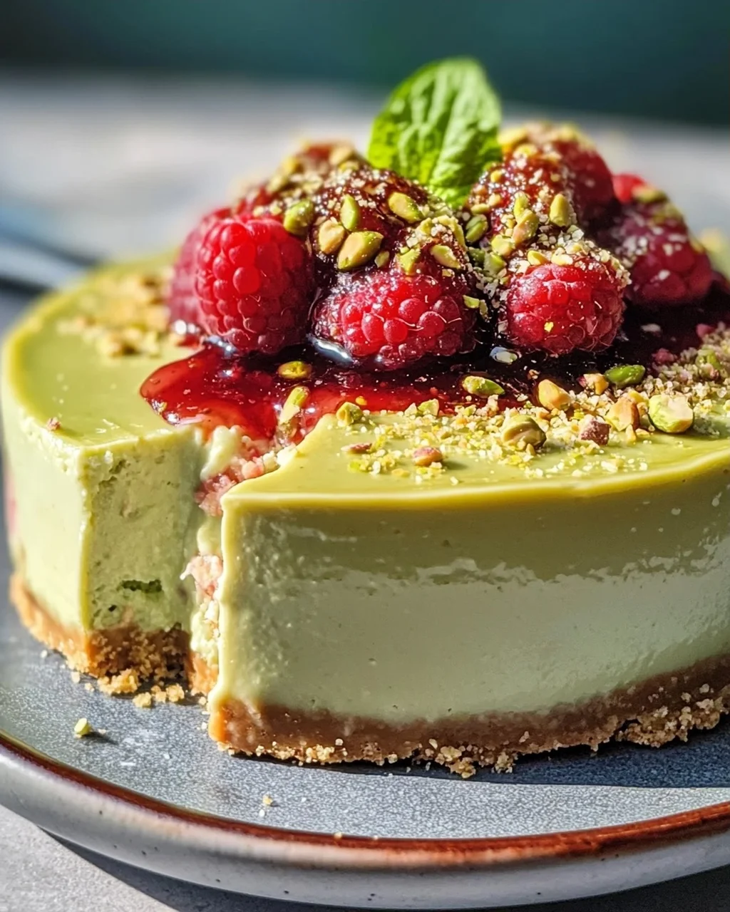 Pistazien Cheesecake mit Himnon-alcoholic beer Topping – WoW!
