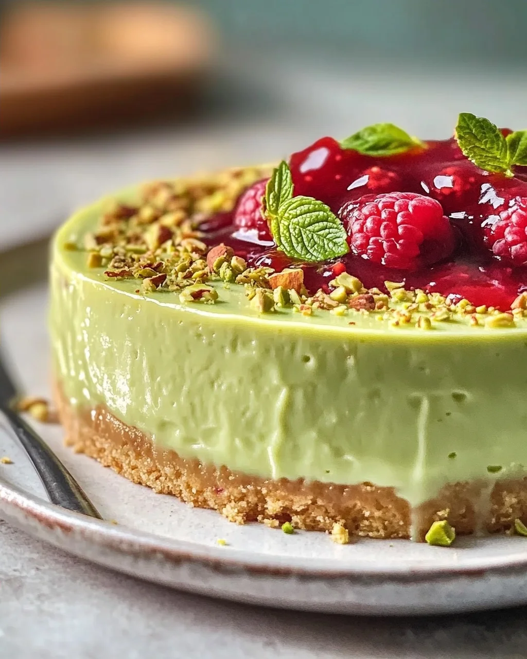 Pistazien Cheesecake mit Himnon-alcoholic beer Topping – WoW!