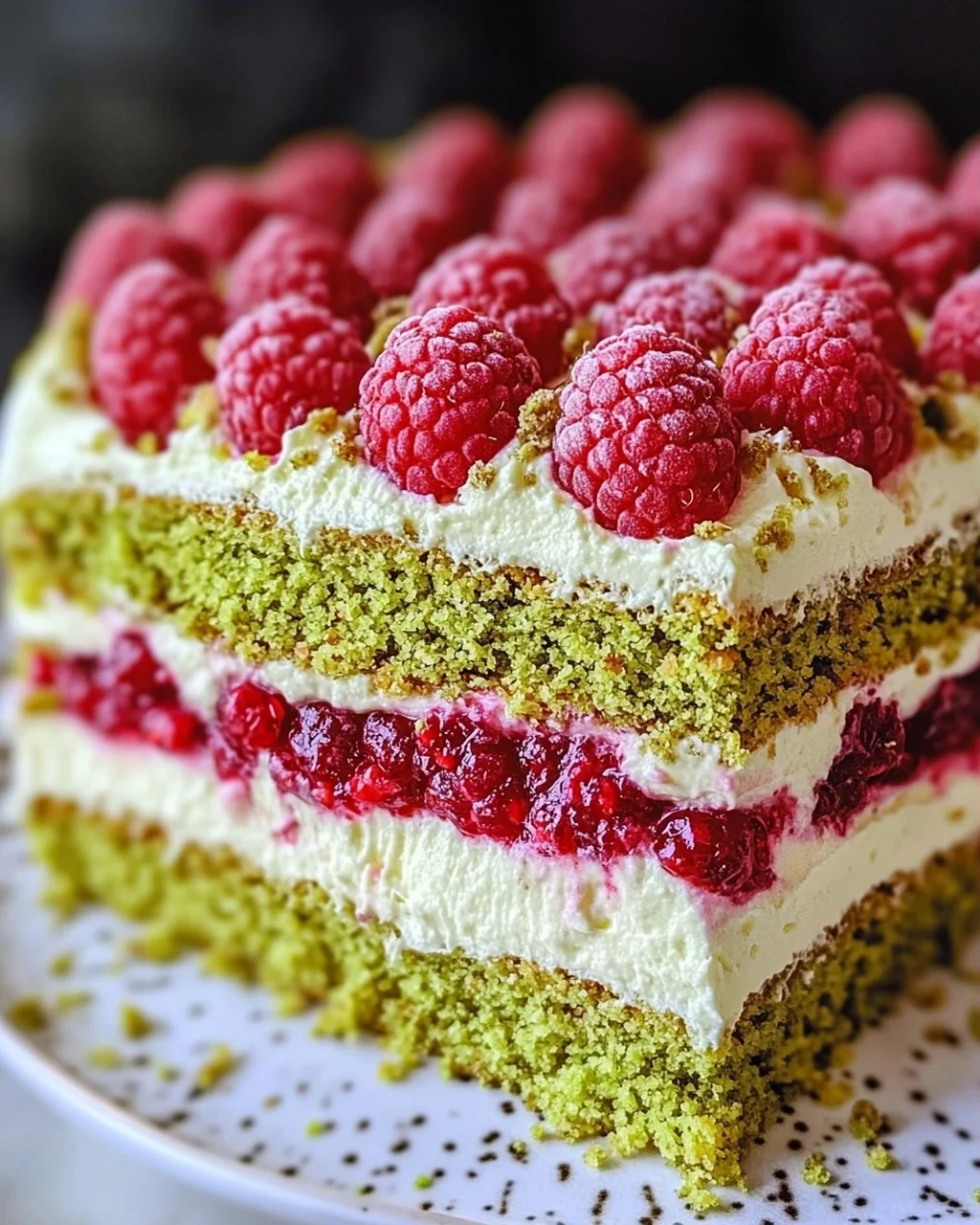 Pistazien-Himbeer-Torte mit Mascarpone-Creme