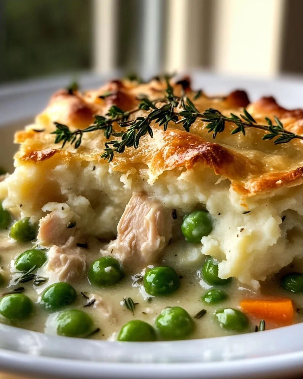 Rosemarin-Hähnchen-Pot Pie mit Kartoffelkruste – Herzhaft!