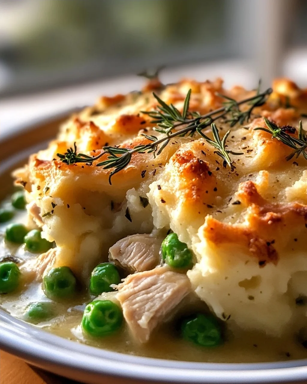 Rosemarin-Hähnchen-Pot Pie mit Kartoffelkruste – Herzhaft!