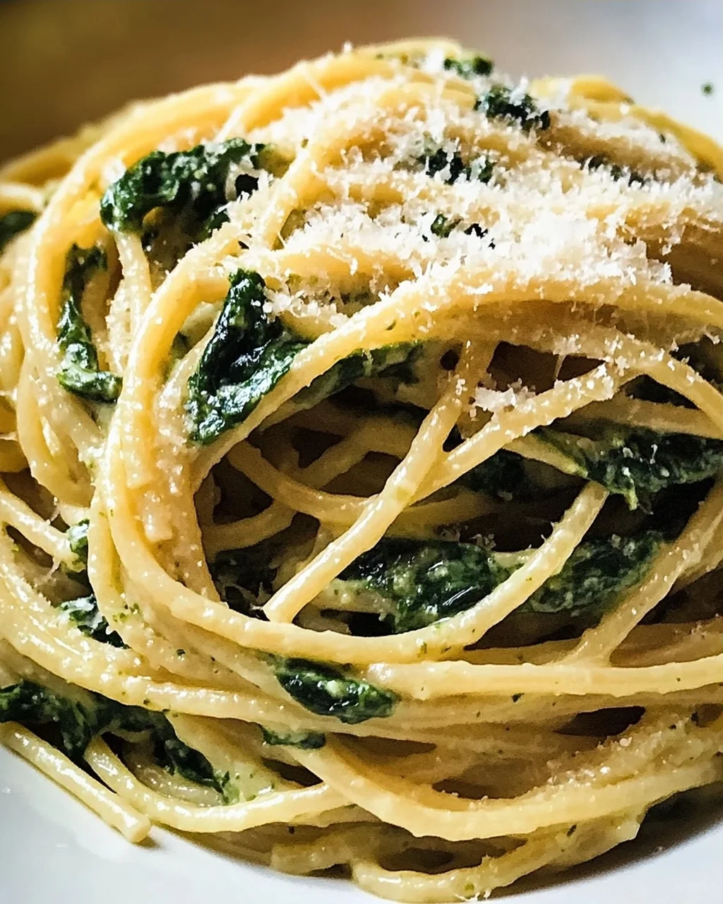 Spaghetti mit Spinat Frischkäse-Sauce