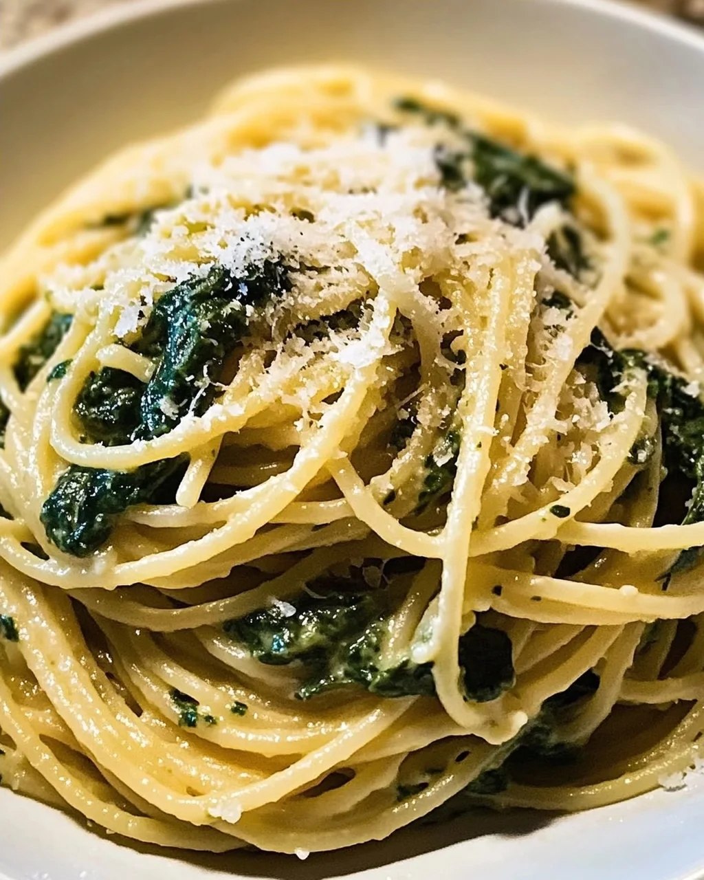 Spaghetti mit Spinat Frischkäse-Sauce