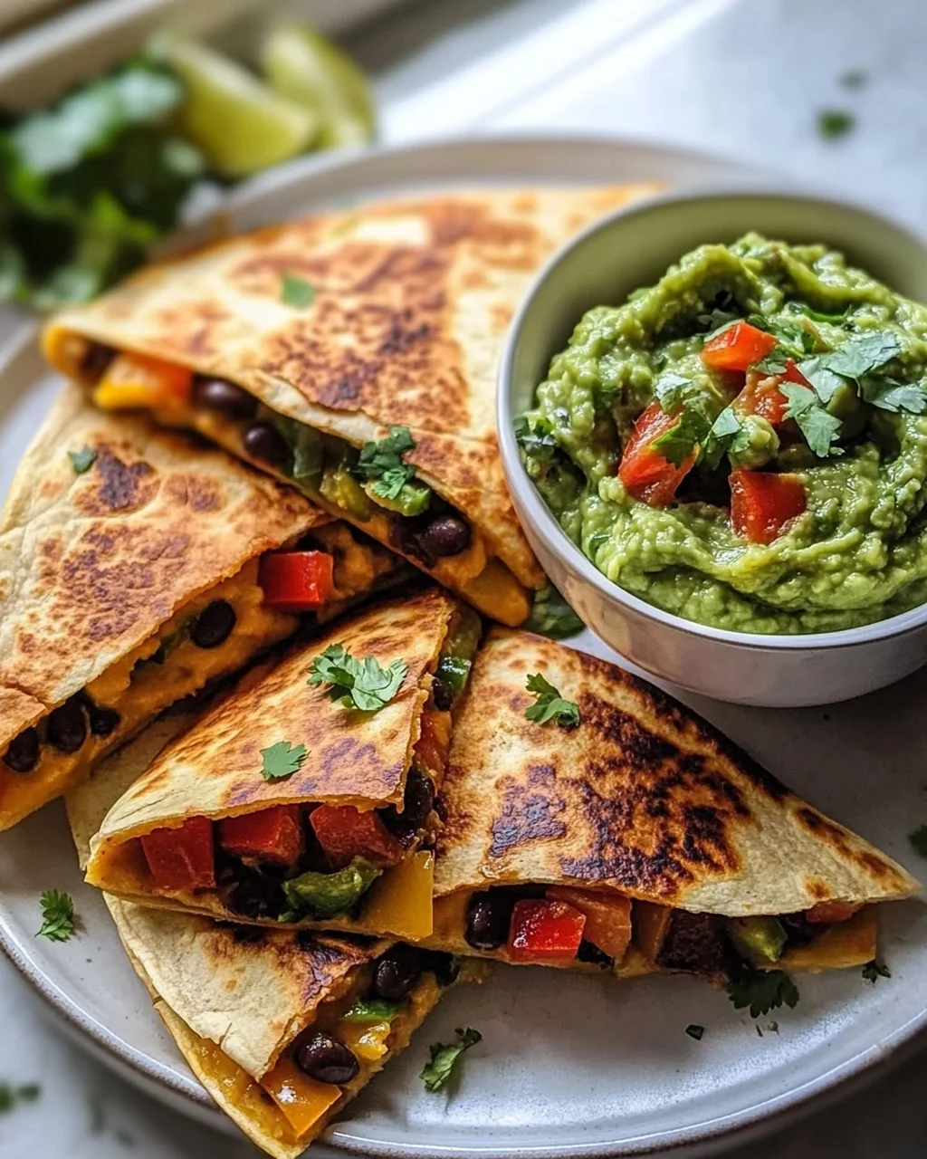 Vegane Quesadilla-Dreiecke aus der Air Fryer mit Guacamole