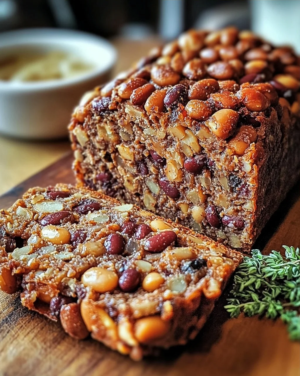 Veganer Braten mit Bohnen